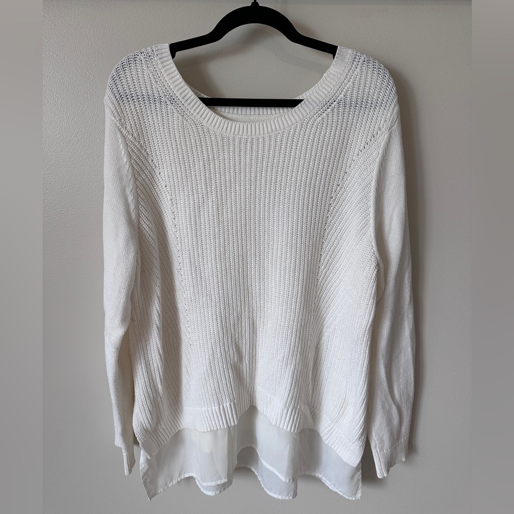 XL Croft & Barrow White Scoop Neck Knit Sweater